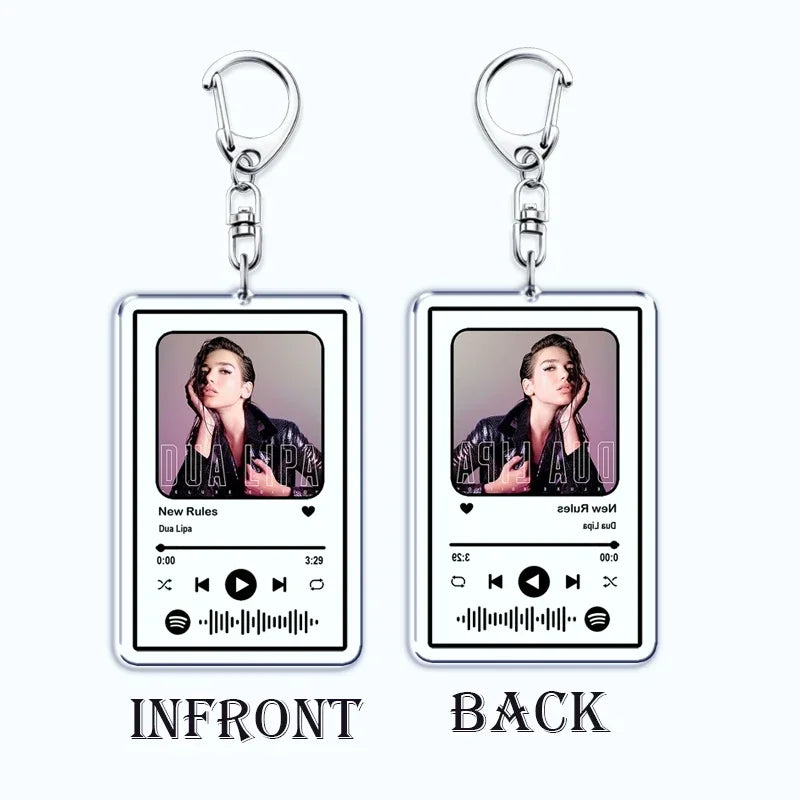 Dua Lipa Spotify-Style Keychain – Custom Design Celebrating Her Biggest Hits