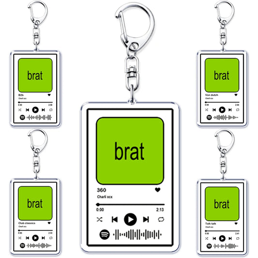 Charli XCX BRAT Album Spotify-Style Keychain – Unique Custom Design