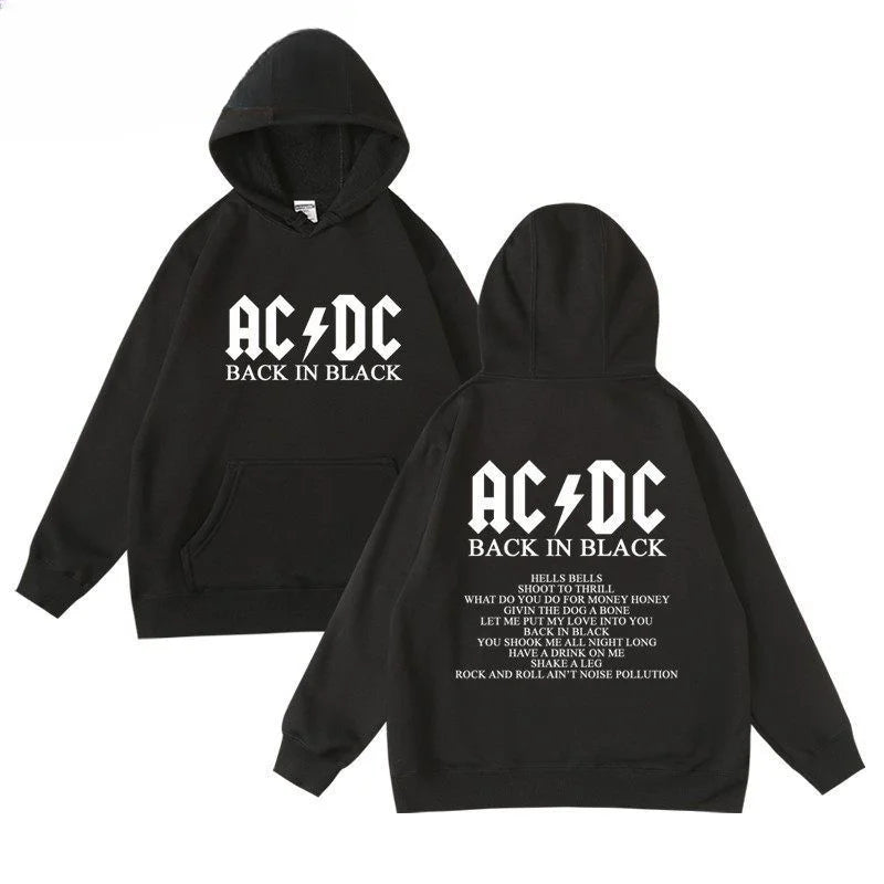 Back in Black AC/DC-Inspired Hoody – Custom Rock Tribute to Music Legends