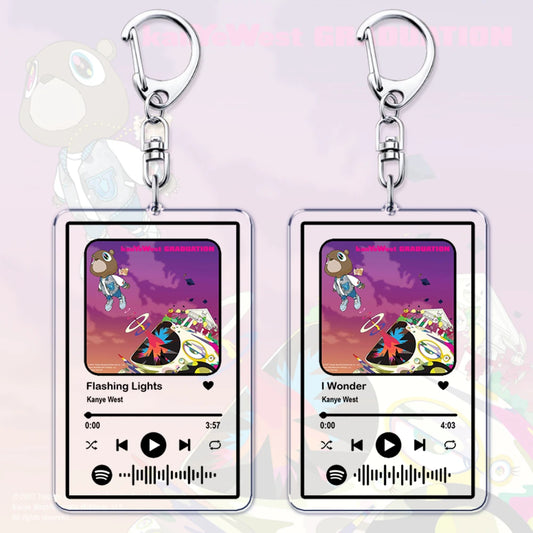 Kanye West Spotify-Style Keychain – Custom Design Featuring Graduation Hits